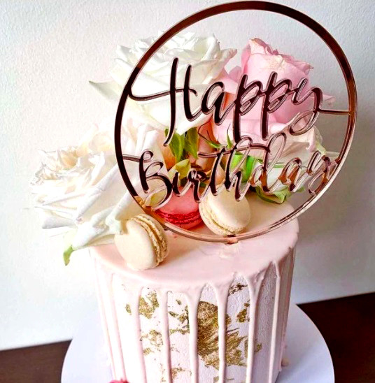 Buon Compleanno in Oro Rosa. Happy Birthday. Cake Topper