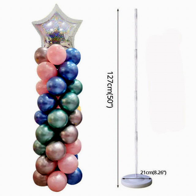 Set di 2 supporti a colonna per palloncini, con asta da 127 cm e base per  baby shower, feste di compleanno, matrimoni, accessori per la decorazione