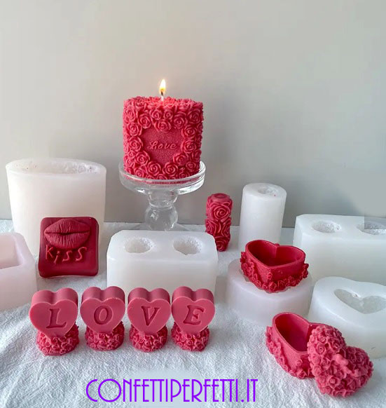 Stampi per candele a cuore nuovo fiore 3D forma d'amore torta al