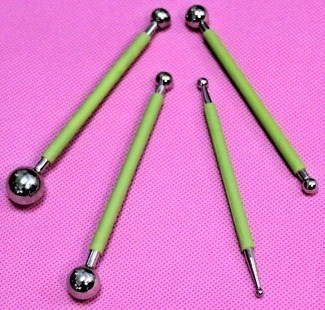 Ball Tool o Bulino in Metallo 4 pezzi per la decorazione di Fiori.