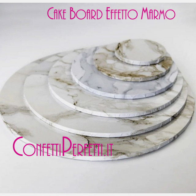 Effetto Marmo. Cake Board Masonite Tondo da 25 a 35 cm. Vassoio da 5 mm