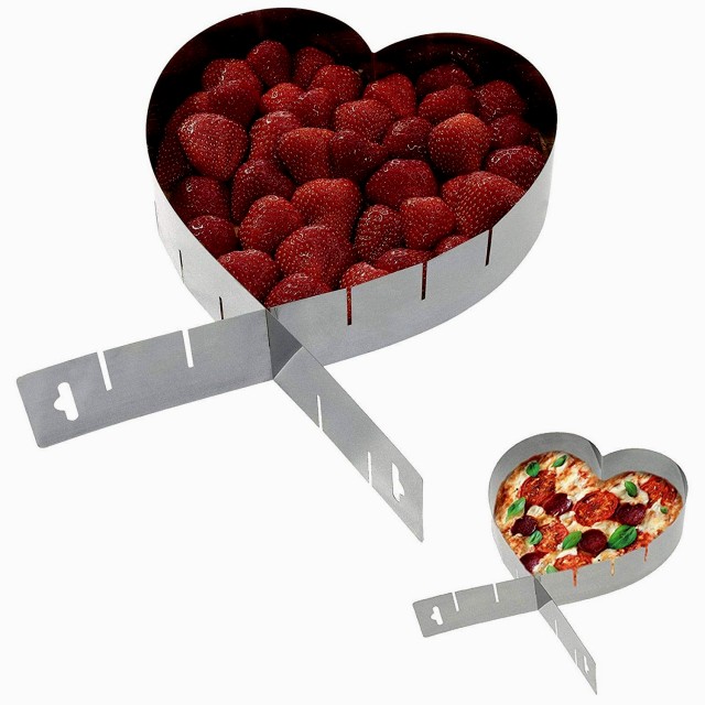 STAMPO INOX PER TORTE REGOLABILE FORMA CUORE DA cm.12 a cm.26