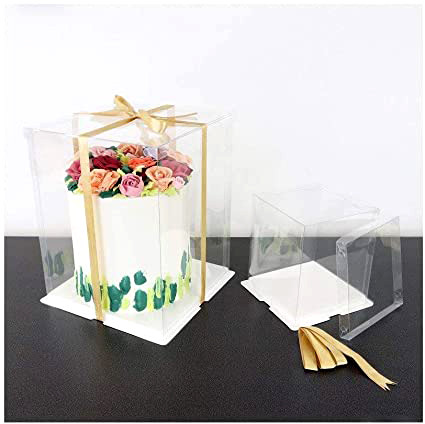 10X SCATOLA PVC Trasparente Plastica Cubo Festa Matrimonio Dono