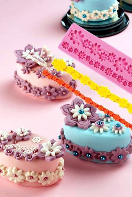 3 corde fiore collana di perle silicone torta del fondente Decor Ice stampo fai da te 