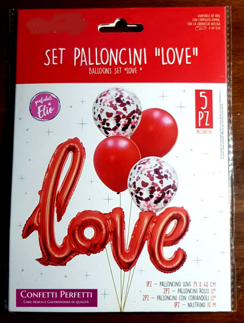 Palloncini 40cm con coriandoli cuore rosa - Set da 5