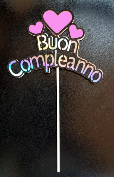 Cake Topper Personalizzato Battesimo di con Nome e Corona di Cuori