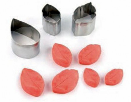 Foglie Rosa. 6 Venatori in silicone + Cutter in metallo