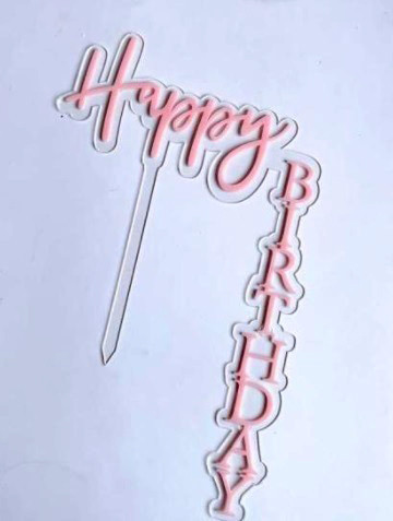 Buon Compleanno in cerchio di Fiori Rosa. Happy Birthday. Cake Topper