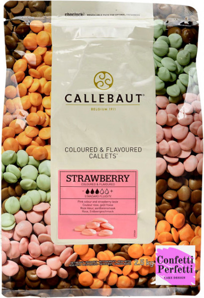 Cioccolato in gocce colorato e aromatizzato alla fragola. Callebaut