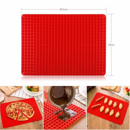 Tappetino in Silicone per Forno da Cucina Multiuso Antiaderente 41x29,5 cm  Tappeto teglie Sistema piramidale raccogli Grasso