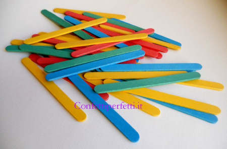 50 Stecche Gelato h. 11 cm. Colorate in Legno.