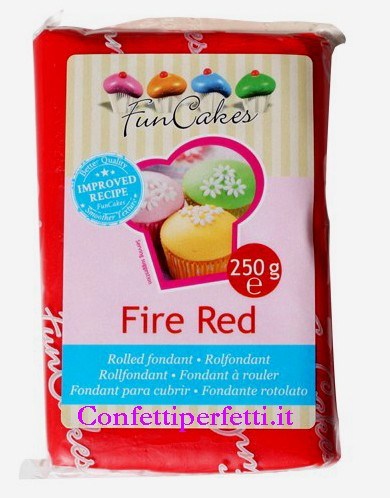 Rosso Fuoco. Pasta di zucchero FunCakes. 250 gr. Senza Glutine e Kosher