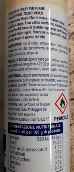 Spray Staccante. 500 ml. Non altera i sapori