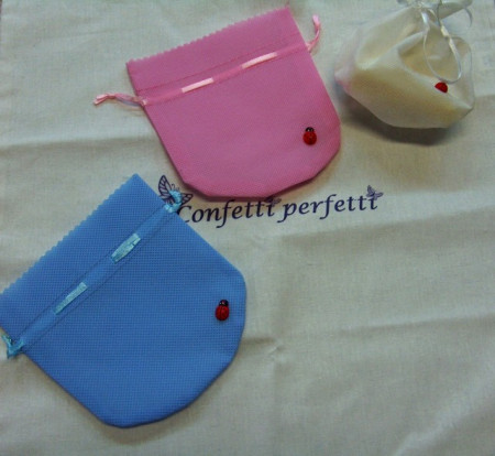 Confezione di 12 Sacchetti 10 x 10 cm in tessuto con coccinella