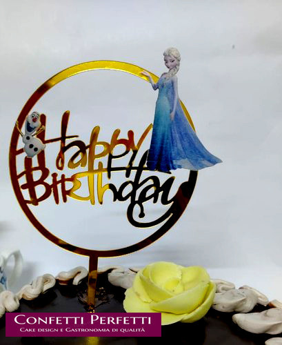 Elsa Frozen. Buon Compleanno. Happy Birthday. Cake Topper