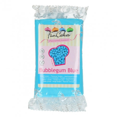 Aromatizzata al Bubble Gum Blue. Pasta di zucchero FunCakes Blue al gusto di Gomma da Masticare. 250 gr.