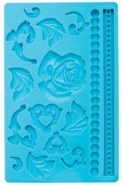 Tuile - Stampo in silicone per creazioni fai da te, 3D con motivo a riccioli e fiori, riutilizzabile, per torte, pasta di zucchero, cioccolato, fondente, burro, sapone