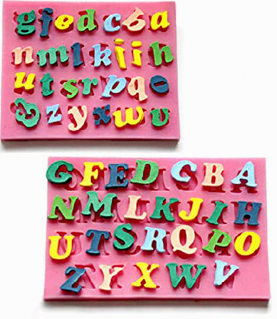 Lettere Alfabeto Corsivo Maiuscole e Minuscole. Set di Stampi in silicone