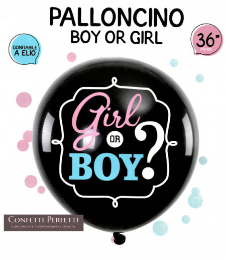 Punti Interrogativi ???? Boy or Girl. Gender Reveal. Palloncino in Lattice  di 45 cm. Gonfiabile a Elio o Aria con Coriandoli