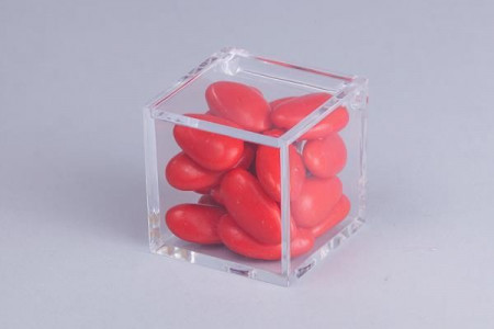 Scatolina quadrata in Plexiglass trasparente 5 x 5 x 5 cm.