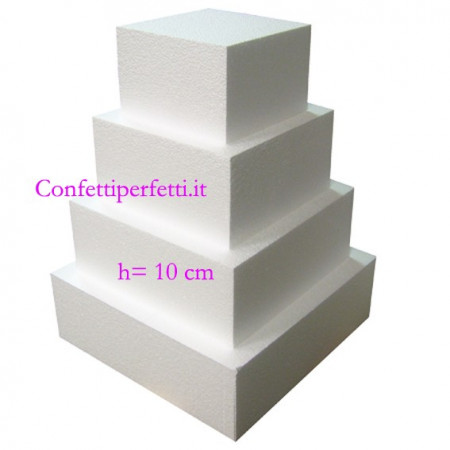Altezza 10 cm Quadrati Basi in polistirolo Dummy per Torte da lato 5 a 60 cm.