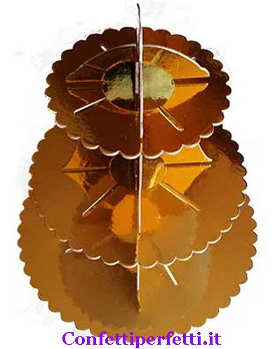 Alzata in Cartoncino ORO a 3 piani per Cup Cake e Muffin 35 cm.