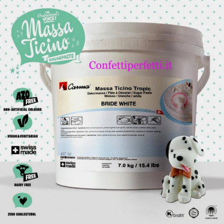 New!Pasta Di Zucchero Massa Ticino Tropic Bianca 7 Kg Carma-Senza E171 -  Cake Love