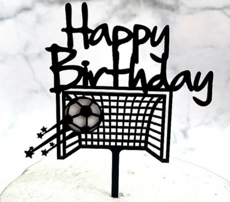 Calcio Palla in goal. Buon Compleanno. Happy Birthday. Cake Topper