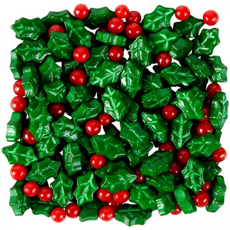 Decorazioni Di Zucchero Natalizie.Agrifogli Decorazioni Di Natale In Zucchero Sprinkles Wilton
