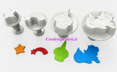 Unicorno. Set di 4 stampi ad espulsione per creare stampi a tema.