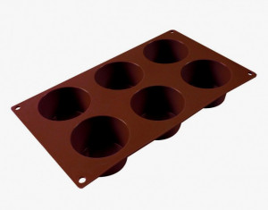6 Cavità. Stampo in silicone per Muffin, Brownie, Cupcake e Dolci.