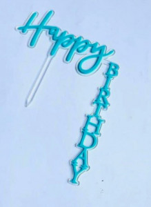 Buon Compleanno in Celeste. Happy Birthday in Verticale. Cake Topper