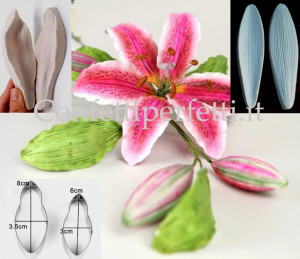 Giglio. Alta definizione. 4 Venatori in silicone + 2 Cutter in metallo