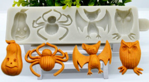 Grande bordo Halloween con Zucca Pipistrello Ragno e Gufo. Stampo 3/D in silicone