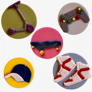 Joystick Skateboard Monopattino Cappellino Baseball e Scarpe ginnastica. Stampo Tagliapasta Ragazzo Cool. FMM