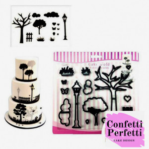 Lampione Albero Nuvole e Recinto. Stampo Parco Patchwork Cutter
