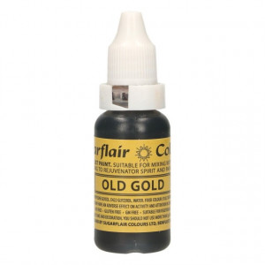 Oro antico. Vernice a Gocce. Per Panna Creme Burro e Pasta di Zucchero. 14 ml. Sugarflair
