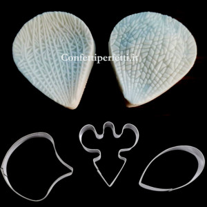Petalo Orchidea con 3 Cutter in metallo. Orchid Petal Veiner Silicone Mold Stainless Steel Cutter Molds
