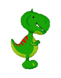 Tirannosauro T-Rex Verde Dinosauro. Palloncino XL Metalfoil Sagomato di 97 cm. Gonfiabile a Elio