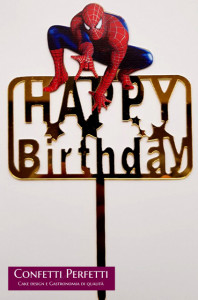 Uomo Ragno. Buon Compleanno. Happy Birthday. Cake Topper