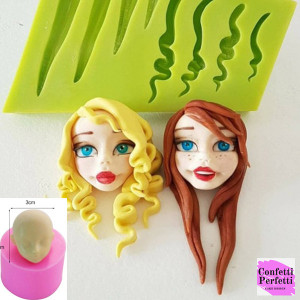 Viso e Capelli. Set di 2 stampi in silicone
