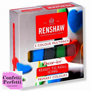 5 Colori Primari. Giallo, Blu, Nero, Verde e Rosso. Pasta di zucchero. Renshaw