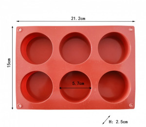 6 Cavità ø 5.7 mm x h 2.5 cm. Stampo in silicone per Muffin, Brownie,  Cupcake e Dolci.