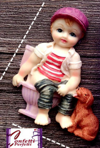 Bambino in Bagno con il Cane. Stampo in silicone