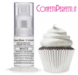 Bianco. Colorante Spray in polvere. Pump Spray Glitter White. Sugarflair