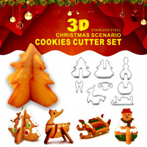 Biscotti Natale 3/D. Tagliapasta Albero, Renna, Slitta e Pupazzo di neve
