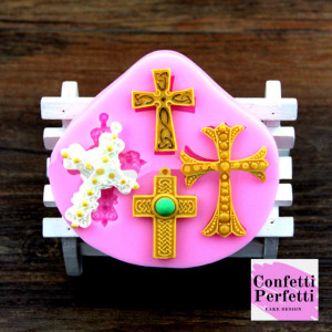 Croce Barocca decorata. Stampo in silicone con 4 forme. Cross Silicone Molds For Baking Fondant Mold
