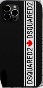 Dsquared2. Cover Foglia Acero Rossa su Banda Bianca in silicone Nero per IPhone 12 - 1 3 e X or XS