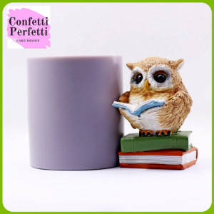Grande Gufo di 9.5 cm con Libri. Stampo ad alta risoluzione in silicone