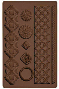 Macramè. Stampo in silicone con 8 motivi decorativi in stile più 2 bordure.